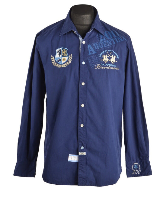 Men's LA MARTINA Blue Cotton Shirt Size M