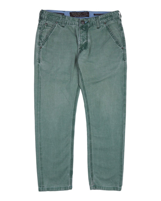 JACOB COHEN Chino Pants Green Cotton Men's Button Fly Trousers Size 33