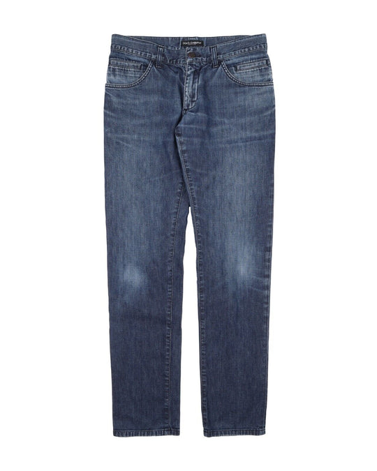 DOLCE & GABBANA Denim Blue Faded Cotton Mens Jeans  Size 46 IT