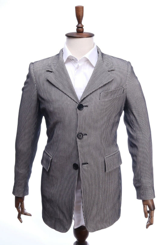 DIRK BIKKEMBERGS Italy Black & White Striped Blazer Jacket 48