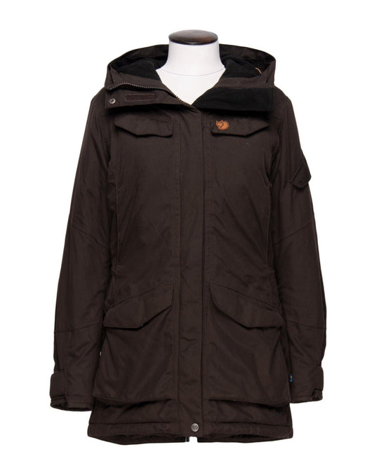 FJALLRAVEN Nuuk Parka Brown Women's Hydratic Hooded Jacket Size XS