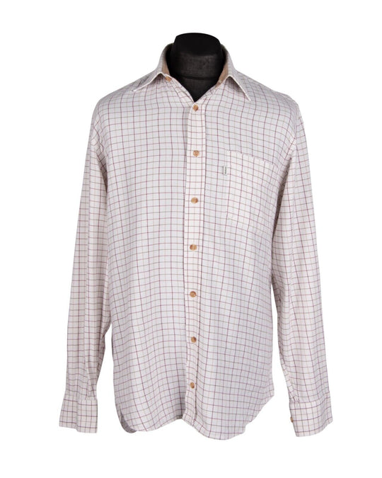 BARBOUR Shirt  Ivory Check Cotton Comfort Fit Men's Size M