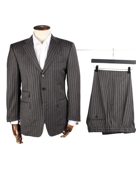 ERMENEGILDO ZEGNA Suit Gray Striped Wool Men's Jacket + Pants Size 48 IT / 38 US