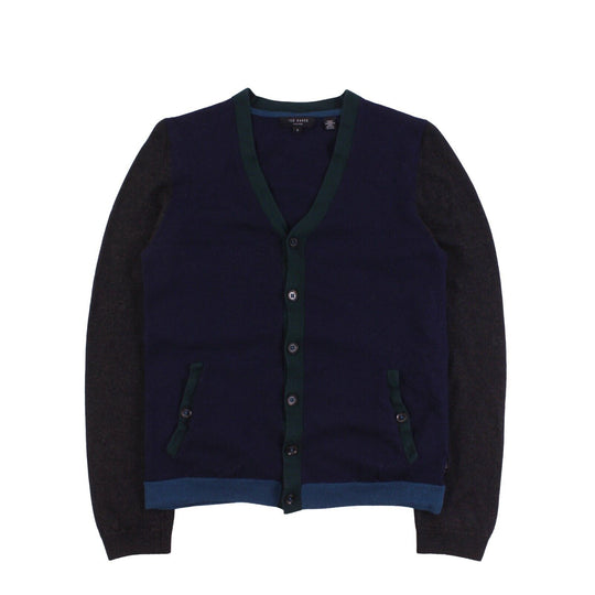 TED BAKER Cardigan Button Navy Blue Wool Men's Jumper Size 5 / L