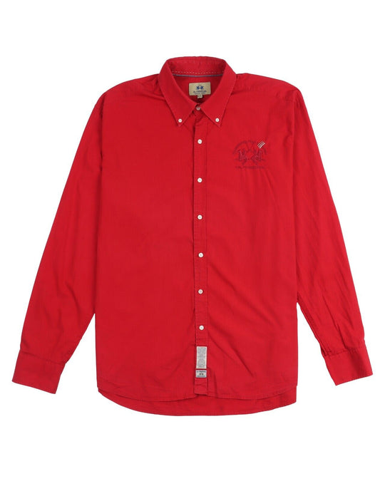 LA MARTINA Shirt Red Cotton Men's Button Down Size XXL
