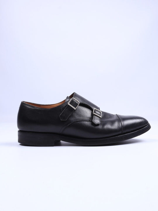 JOHN LOBB Black Double Monks Leather Mens Handmade Dress Shoes Size 43 EU