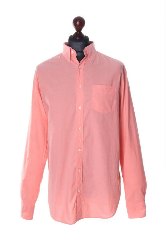Men's GANT Pink 100% Cotton Long Sleeve Casual Regular Fit Shirt Size L / 41-42