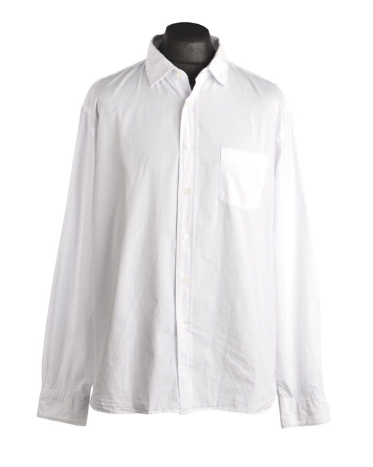 Men's HARTFORD White Blue Cotton Shirt Size XXXL / 3XL