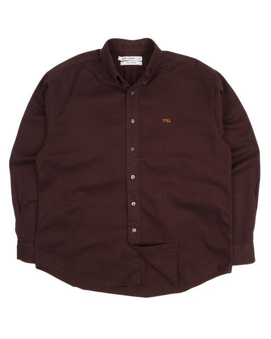 Men's Vintage SAINT LAURENT JEANS Brown Long Sleeve Shirt Size L