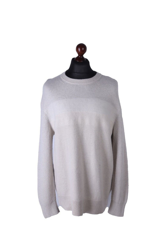 Men's ALL SAINTS Ivory Wool C-Neck Oversized Jumper Size M