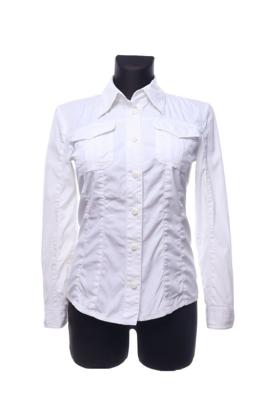 MARC CAIN Sports White Cotton Blend Blouse Shirt Size 2