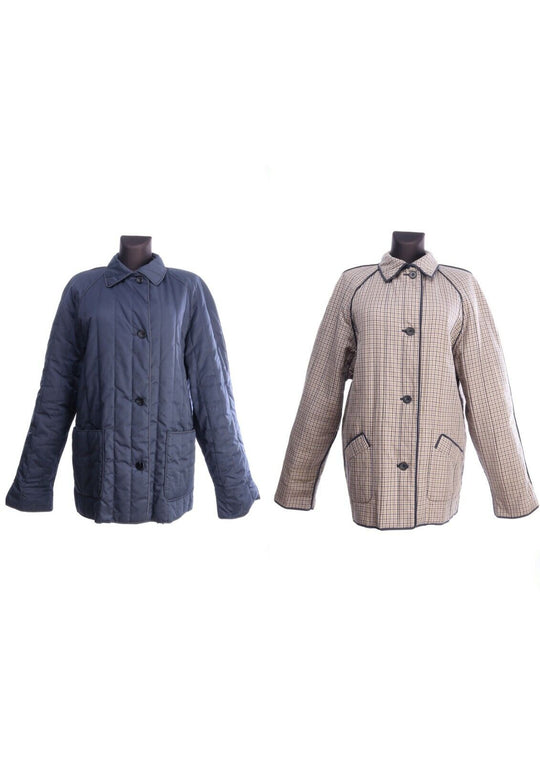 AQUASCUTUM Navy Beige Cotton Blend Reversible Jacket Size 16