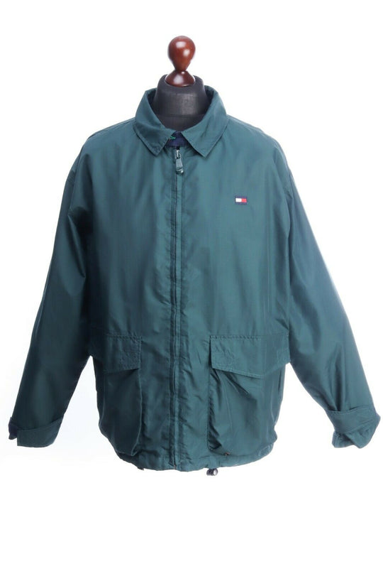 TOMMY HILFIGER Green Nylon Full Zip Lightweight Outdoor Jacket Size L