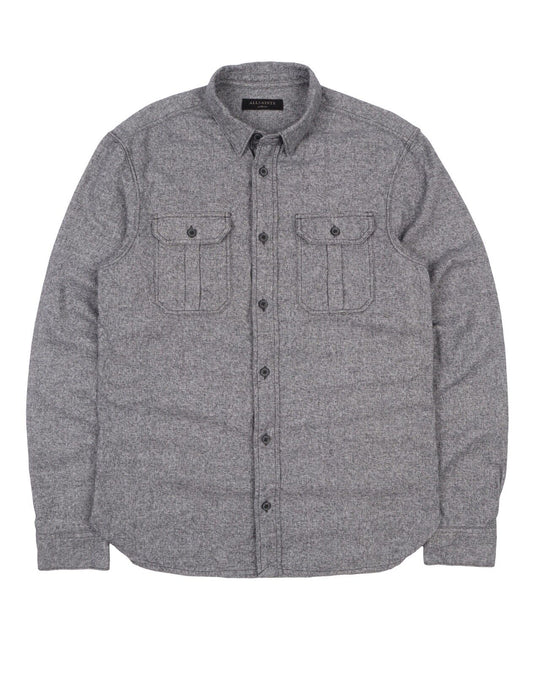 Men's ALL SAINTS Grey Cotton Chincok Shirt Size M