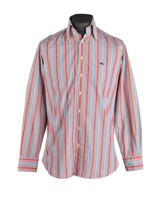 Men's ETRO Milano Multicolor Striped Cotton Shirt Size 39 / M