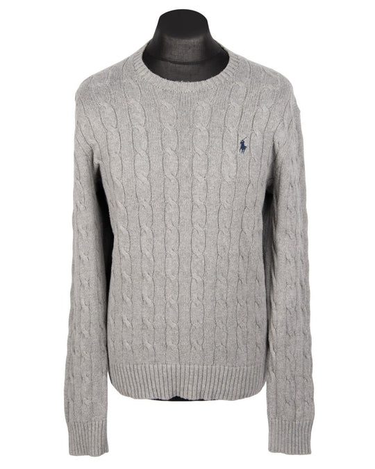 POLO RALPH LAUREN Jumper  Gray Cotton Cable Knit Men's Size M