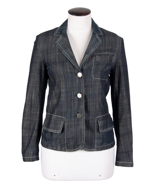 JIL SANDER Blazer Blue Cotton Denim Jacket Women's Size 36