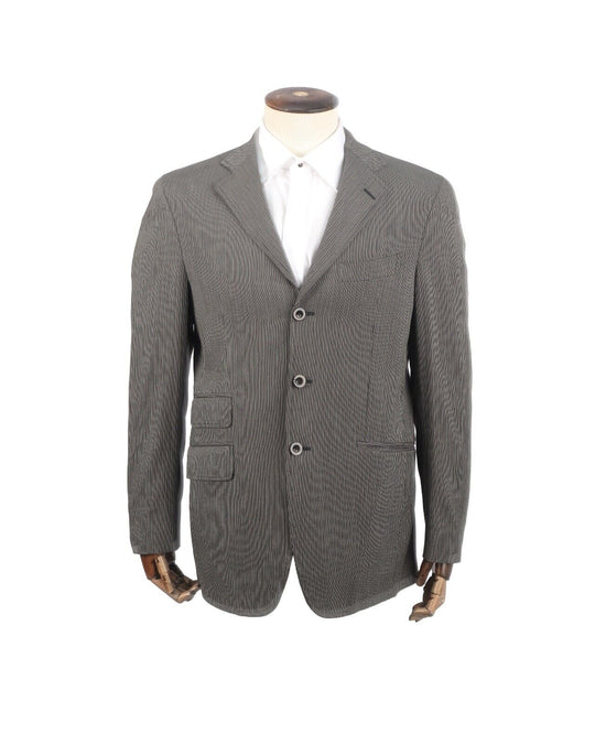 ETRO Milano Blazer Black Striped Cotton Men's Suit Jacket Size 48 IT