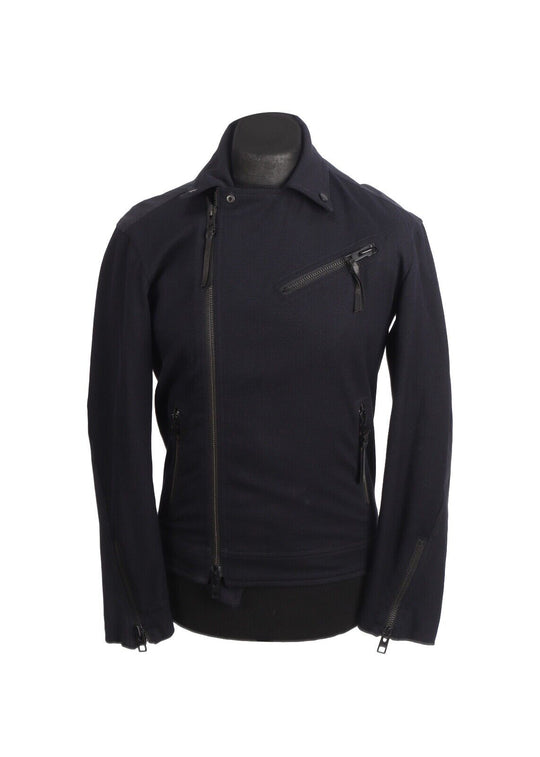 ALLSAINTS Biker Jacket Navy Blue Cotton Blend Men's Moto Rocker Size XS