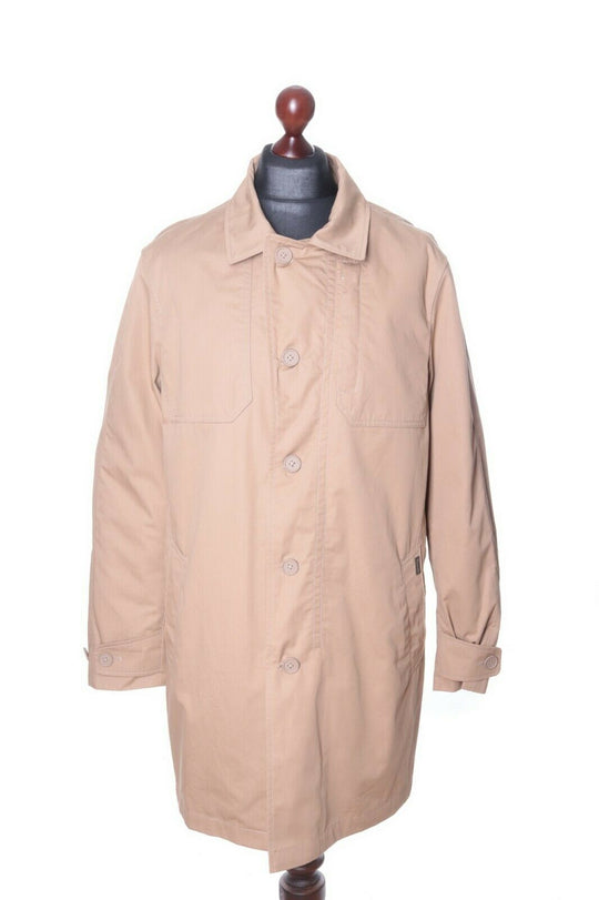 Men's FACONNABLE Beige 100% Cotton Rain Mac Trench Coat Size L