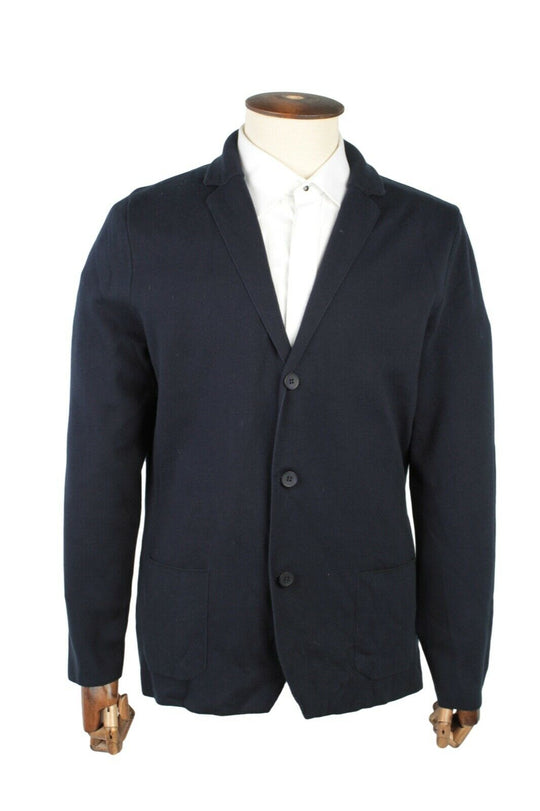 Men's Falconeri Navy Blue Cotton Knitted Unlined Blazer Cardigan Size 44 / 54 R