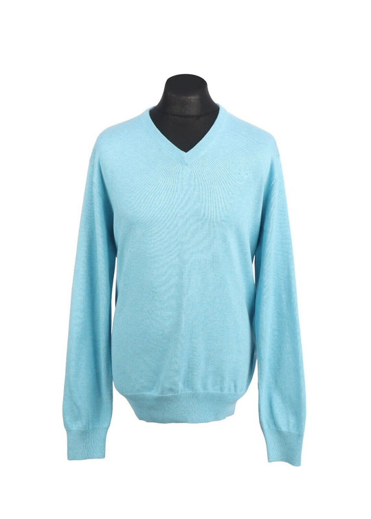 GANT V Neck Blue Premium Cotton Men's Jumper Size XL