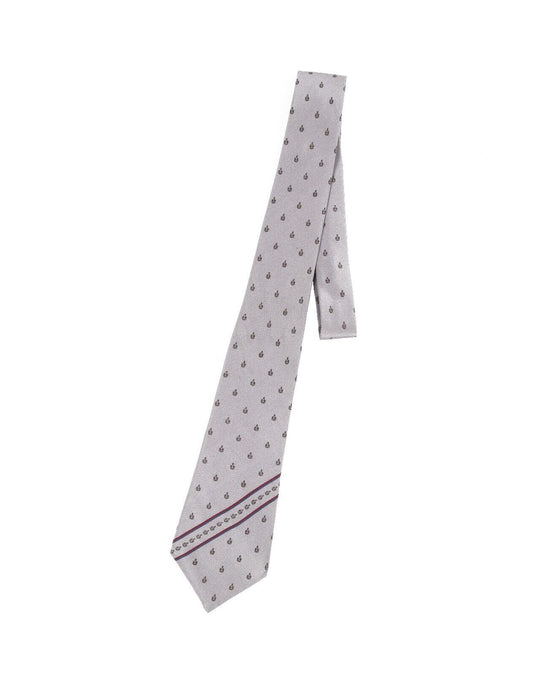 LANVIN Tie Grey Pattern Silk Men's Woven Necktie