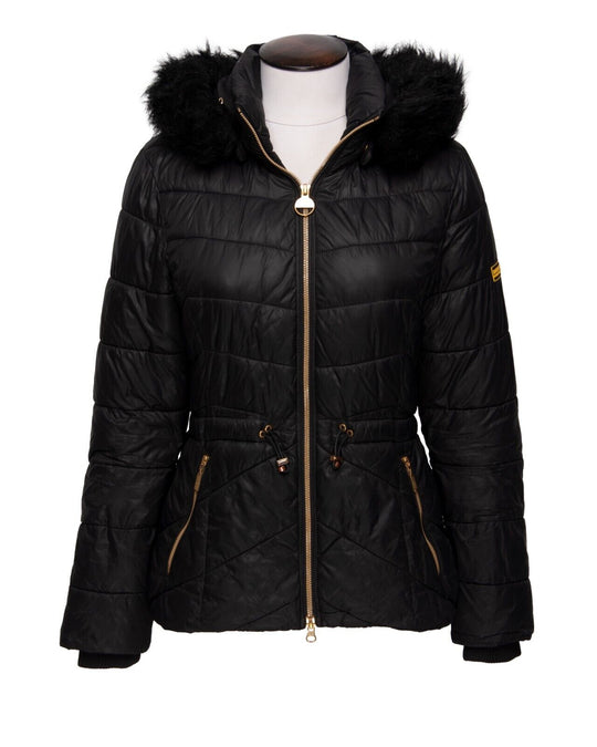 BARBOUR International Island Quilt Hooded Jacket Black Women's Size 10UK / 6US