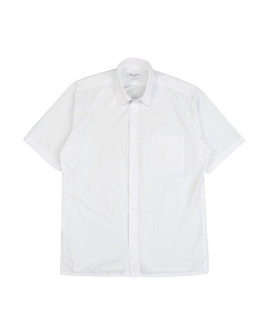 YSL YVES SAINT LAURENT pour Homme Shirt White Cotton Mens Short Sleeve Size L