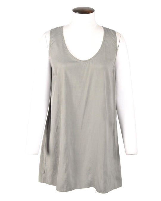 BRUNELLO  Sleeveless Blouse Grey Cotton Women's Tank Top Size XXL