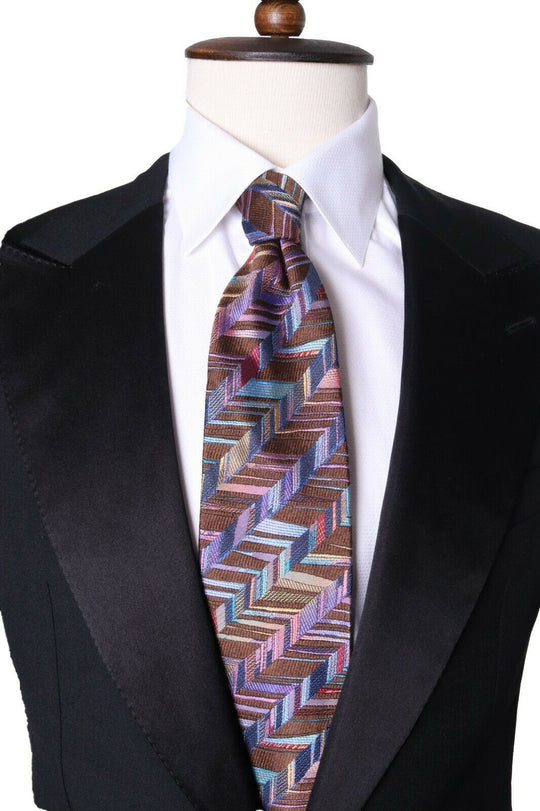 Men's MISSONI 100% Silk Stripe Purple Tie Necktie