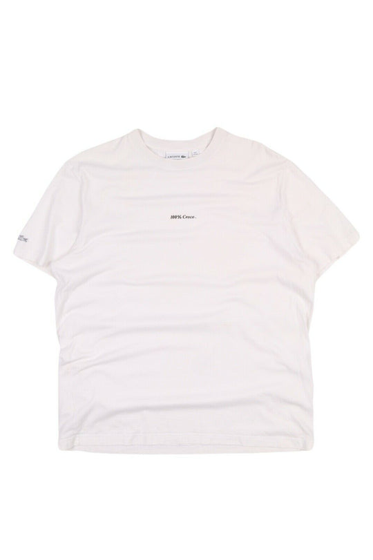 Men's LACOSTE White Cotton Lettering Logo T-Shirt Tee Size XXL