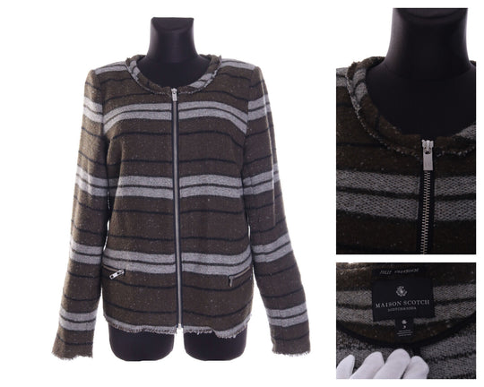 Women's MAISON SCOTCH & SODA / JOLIE VAGABONDE Brown Wool Knitted Jacket Size 3