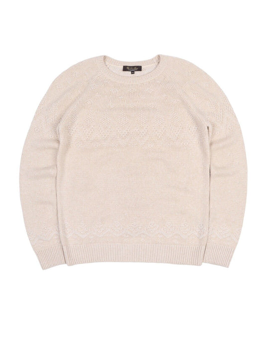 LORO PIANA Pullover Beige Crew Neck Baby Cashmere Women's Jumper Size 44