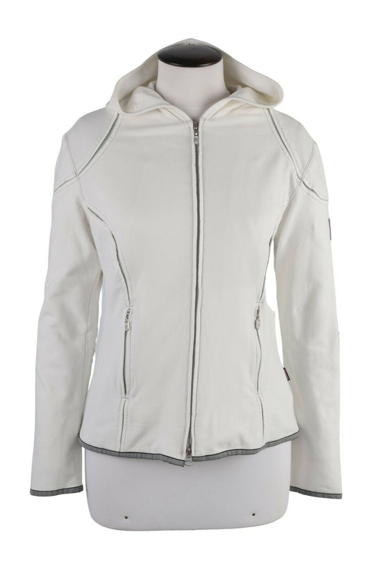 Women's BELSTAFF White Cotton Full Zip Hoodie Jumper Size 48