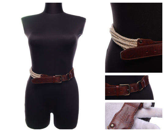 DOLCE & GABBANA Italy Brown Leather Rope Belt Size 42 / 90