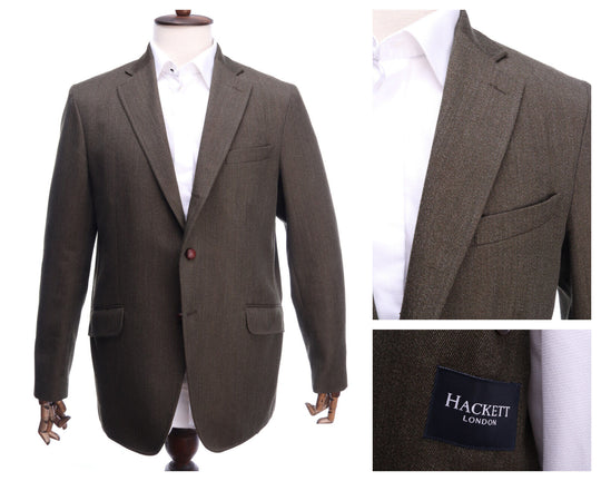 HACKETT LONDON Olive Green Wool Blazer Jacket Size 44