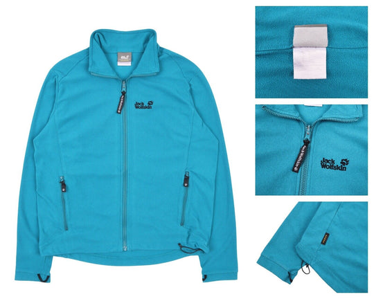 Men's JACK WOLFSKIN Blue Fleece Full Zip Jumper Size M