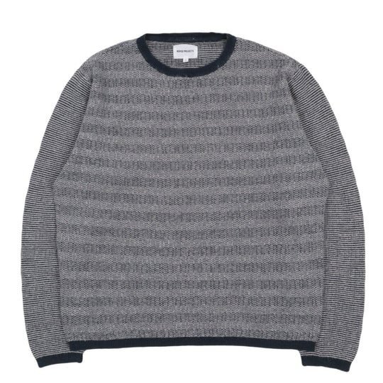 Men's NORSE PROJECTS Denim Stitch Blue Cotton Wool Crew Neck Jumper Size L
