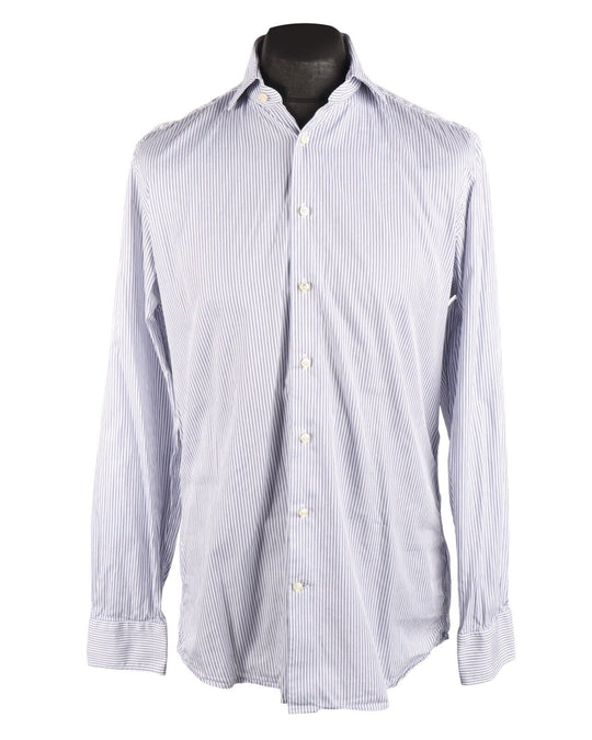HACKETT Mayfair Shirt Blue Striped Men's Cotton Slim Fit Size 15.5 / 39