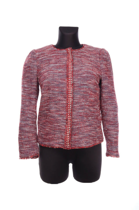 RED VALENTINO Multicolour Cotton Tweed Boucle Snap Jacket Size 42