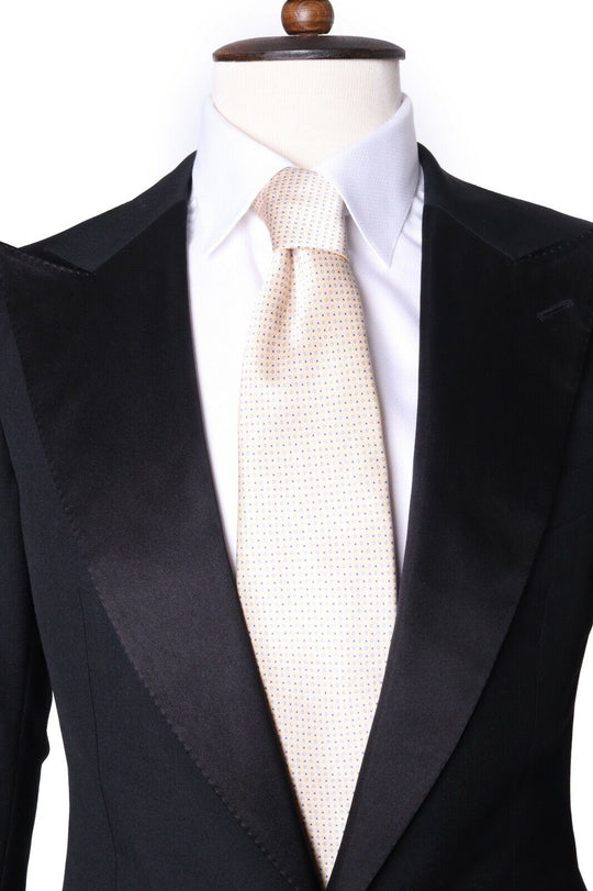 Men's STEFANO RICCI Light Gold 100% Silk Polka Dot Tie Necktie