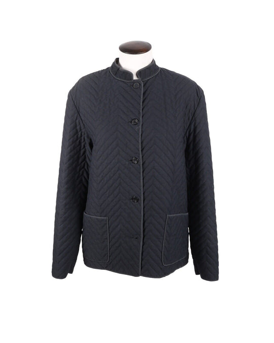 AQUASCUTUM Quilted Jacket Navy Blue Check Lining Women's Size ~ 12 UK