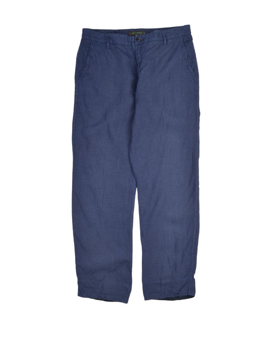 ETRO Milano Pants Navy Blue Linen Summer Chino Men's Trousers Size 48 IT