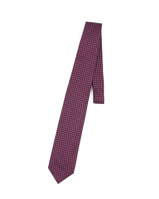 LUIGI BORRELLI Napoli Tie Bordeaux Red Dotted Silk Men's Woven Necktie