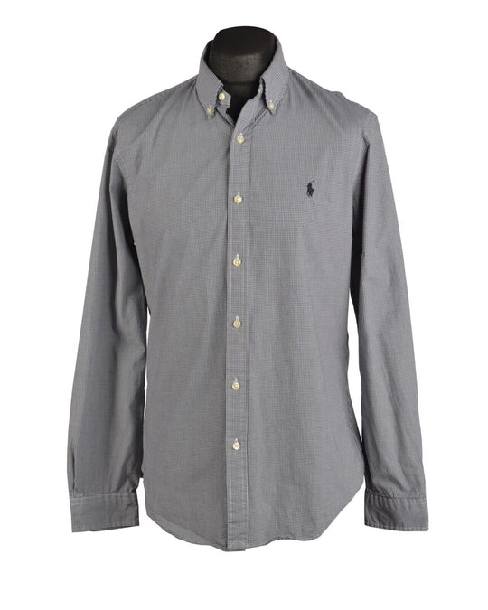 RALPH LAUREN Black Check Cotton Stretch Men's Slim Fit Shirt Size L