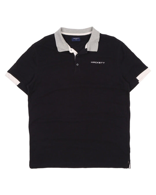 Men's HACKETT Golf Black Pique Cotton Polo Shirt Size XL