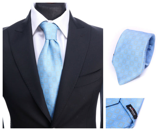KITON NAPOLI Blue 100% Silk Geometric Italy 7 Fold Tie Necktie One Size