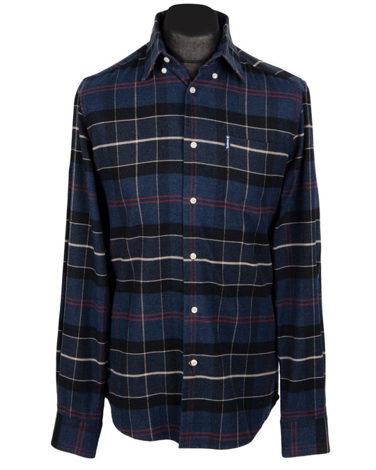 BARBOUR Tartan Shirt Blue Check Cotton LS Men's Size S