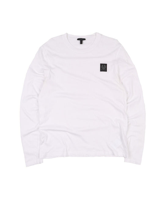 BELSTAFF Long Sleeve T Shirt White Logo Cotton Men's Size L